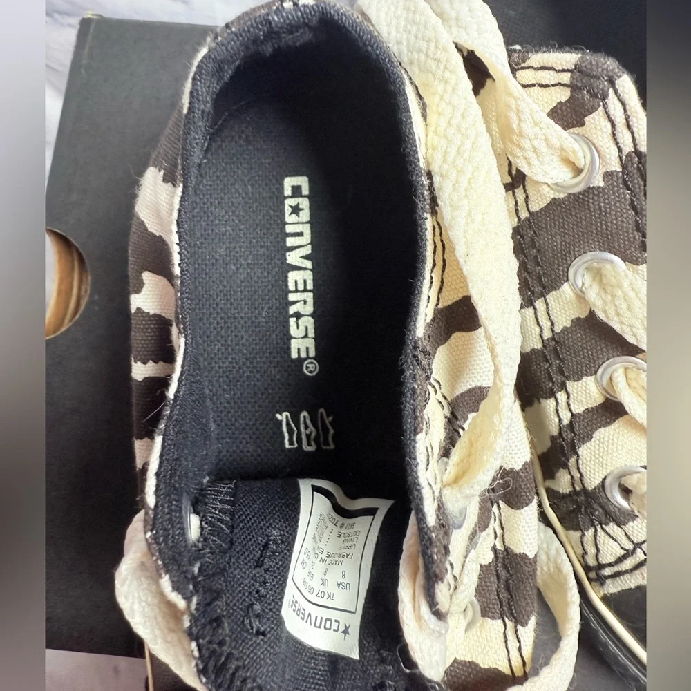 Converse Black and Cream Animal Patterned Toddler Sneakers